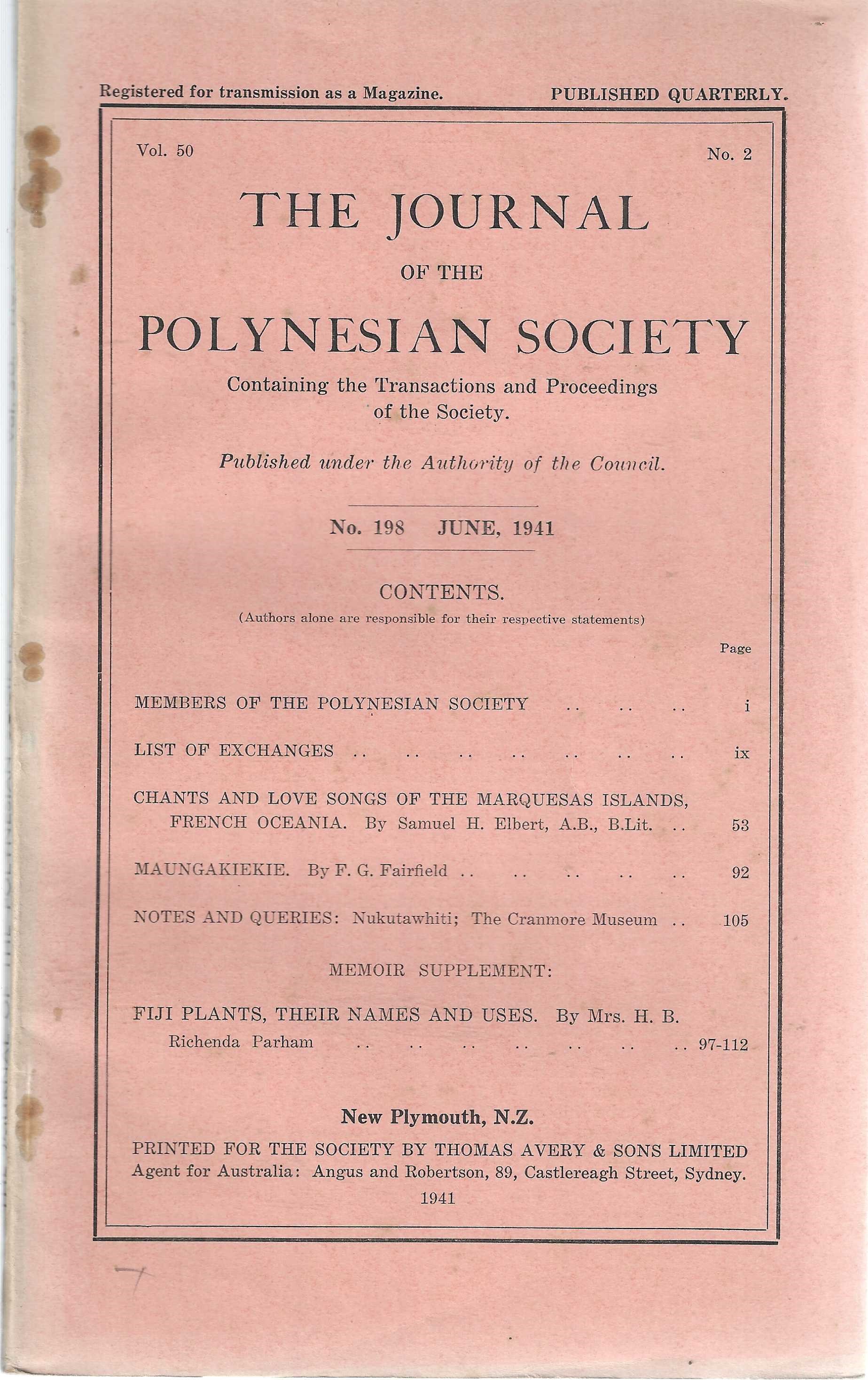 journal polynesian society vol50 n198 juin 1941