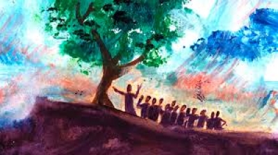 « Me he mea e tūtū to ôtou haatià me te kākāno terepota, e koàka ia ôtou e peàu i te tumuâkau tiketike nei : ‘’A takitumu òe, a nanu iho ia òe io he tai’’. E aotahi atu te tumuâkau ia ôtou. »
